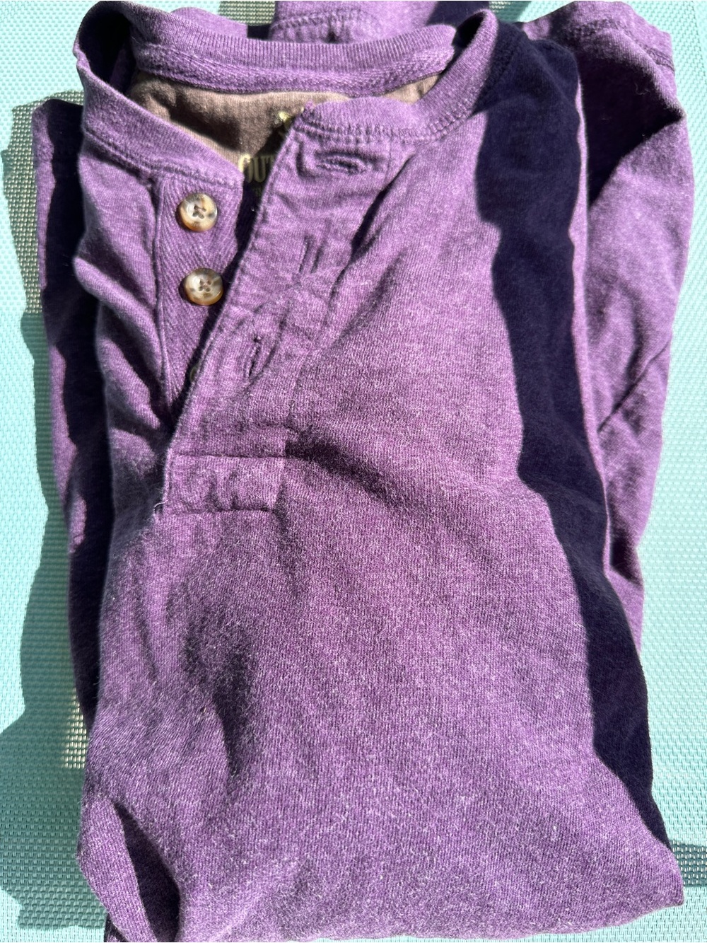 Outdoor Life Long Sleeve Henley Tee in deep Purple very soft warm size Small
